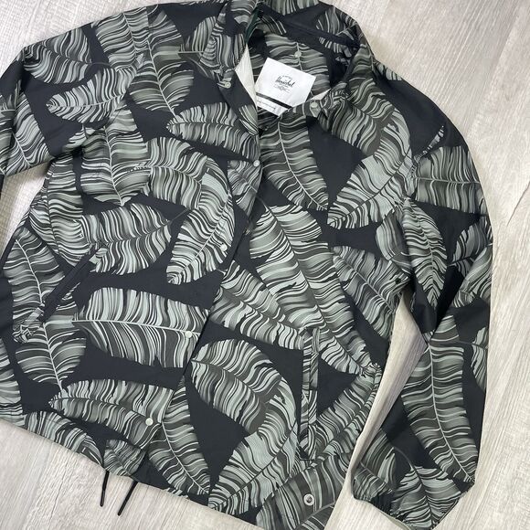 Herschel Supply Co Unisex Voyage Coach Jacket Rain Wind Green Palms Sz Medium  O - Picture 3 of 10